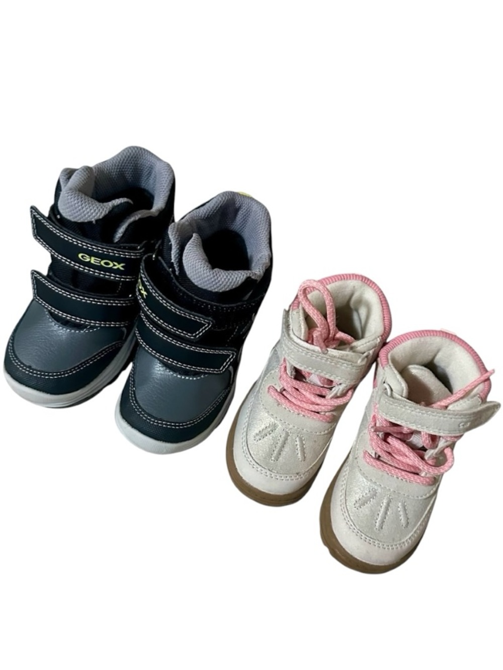 Geox Kids Black & Gray and Cream & Pink Mixed Pair Boots